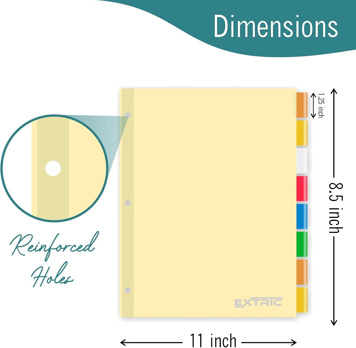 8-Tab Binder Dividers for 3 Ring Binder, Insertable Multicolor Big Tabs, Letter Size Paper Divider, 8.5 x 11 inch, 6 Sets (48 Dividers Total)