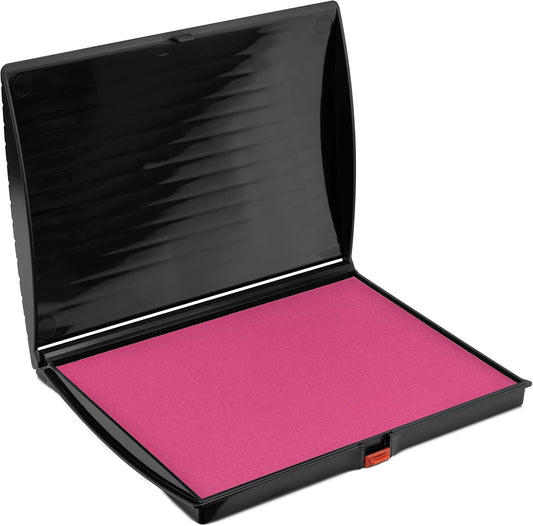 Large Premium Pink Ink Stamp Pad - 5" by 7" - Quality Felt Pad - Case with Closing snap