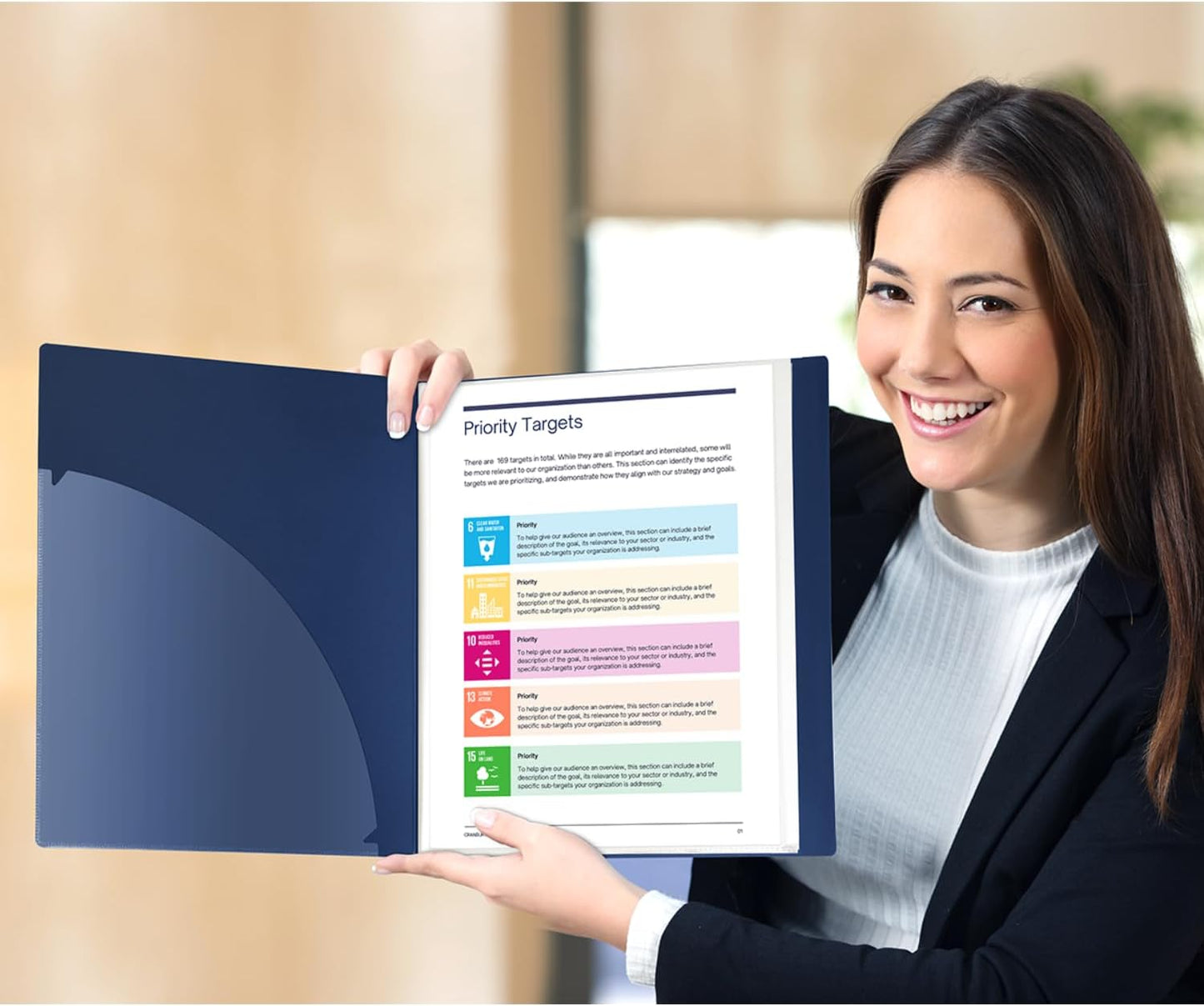 Dunwell Presentation Binder 24-Pocket, Displays 48 Pages, 8.5x11 Portfolio Binder with Plastic Sleeves, Storage and Organizer for Documents, Certificates, Projects, Photos (3 Pack, Blue)