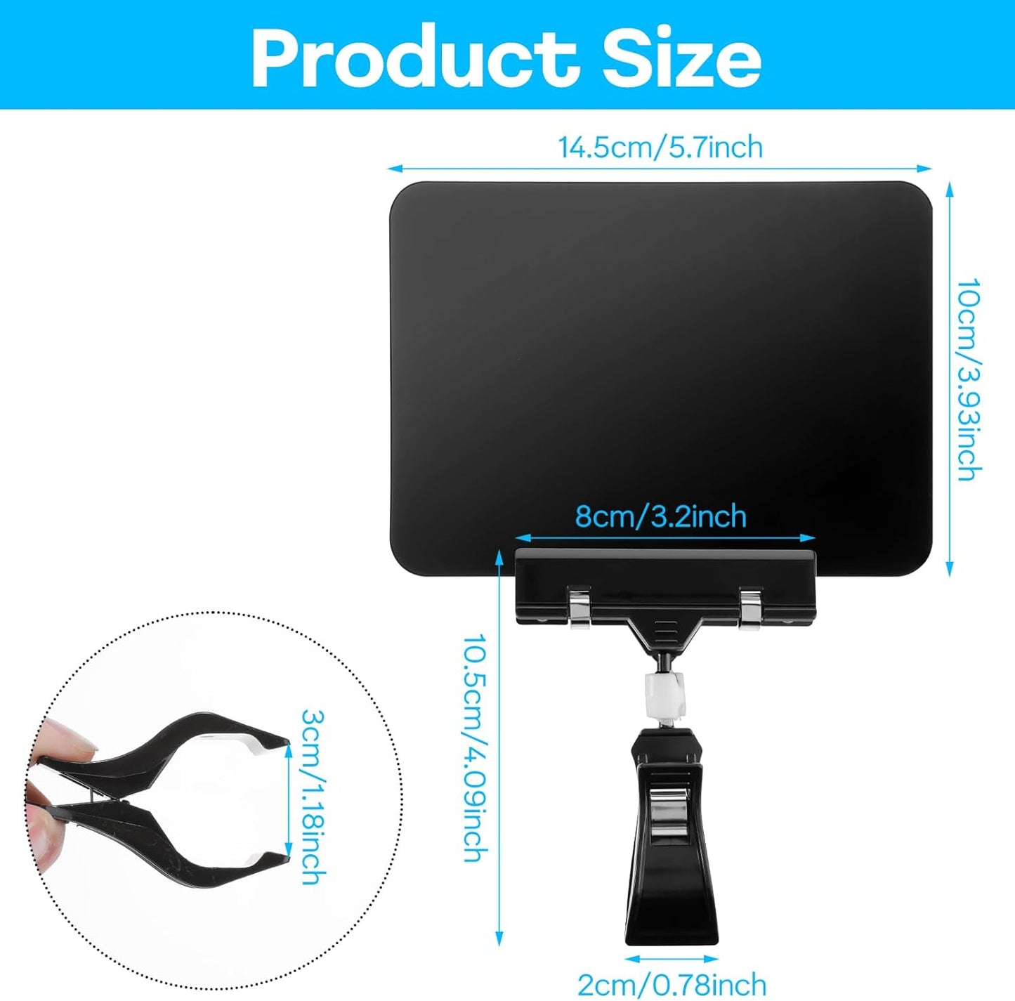 15Pcs Mini Plastic Chalkboard Sign with Clip, Double Head Sale Signs for Retail Store, Rotatable Price Display Sign Clips Black Clip On Sign Holder for Stores Business Exhibition Supermarkets