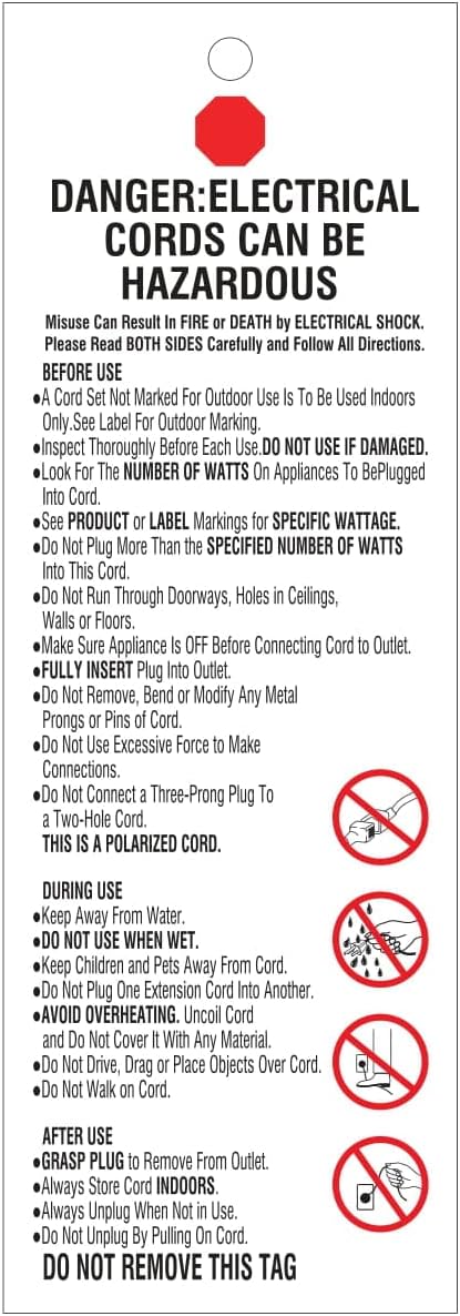 Amazon Basics 3-Prong Indoor Rectangle Extension Cord Power Strip, Flat Plug, Grounded 13 Amps, 1625 Watts, 125 VAC, 2-Pack, 3 ft, White