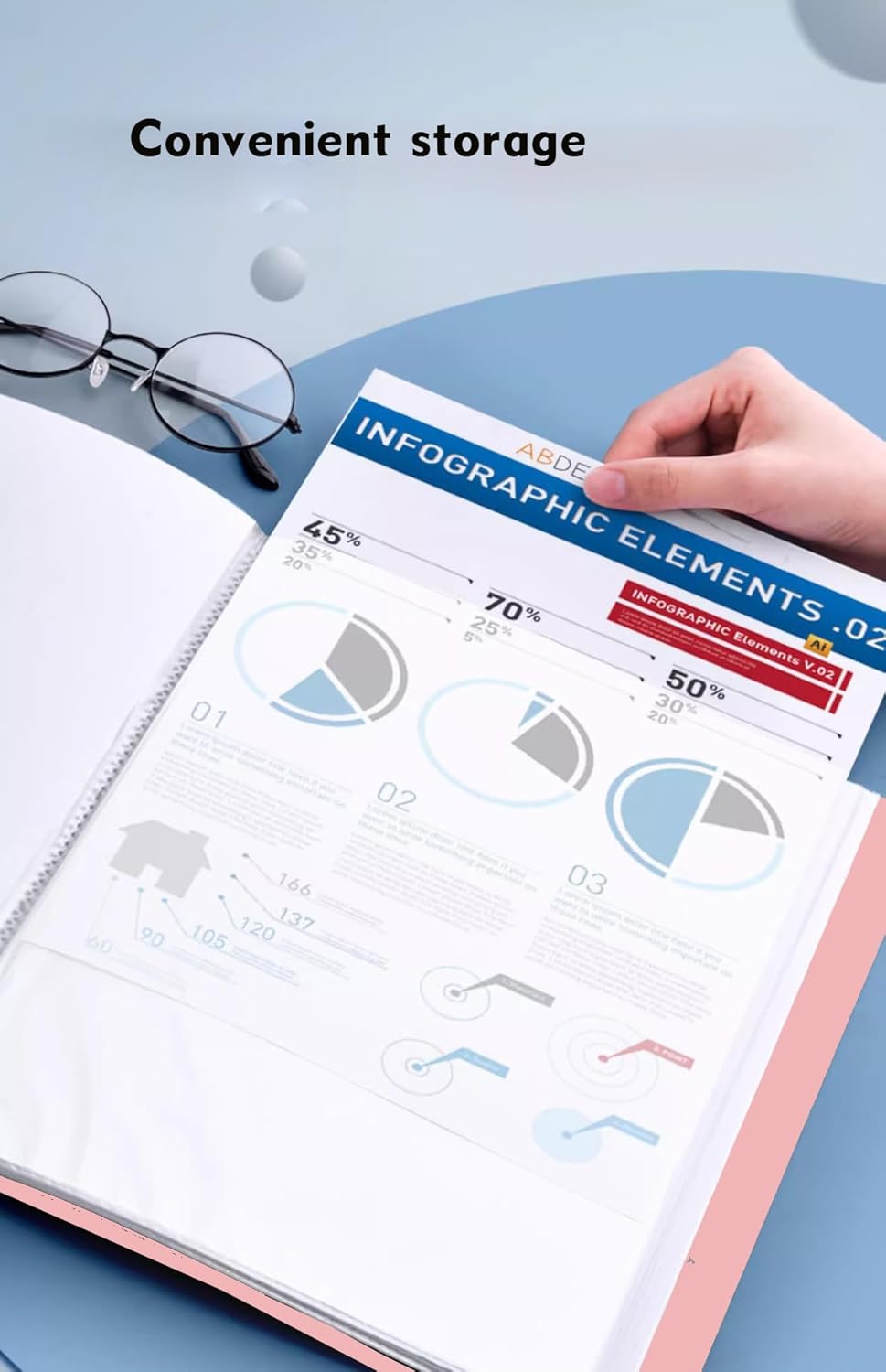 File Folder - 100 Pockets, Durable A4 Letter Size Organizer, Water-Resistant Plastic Dividers, Home/Office/School Document Holder (Pink)