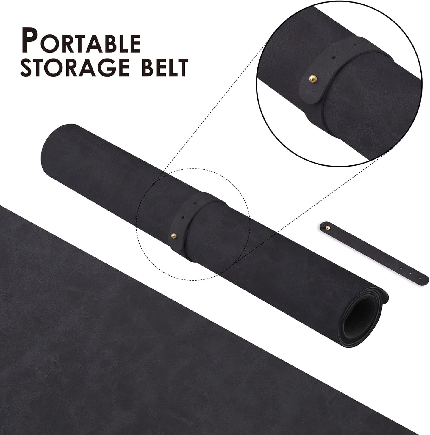 Distressed Leather Desk Mat - Non-Slip PU Desk Pad for Office and Home - Desk Organization and Accessories - Ideal for Large Mouse Pad and Desk Mats on Top of Desks(Charcoal Black,36"x 17")