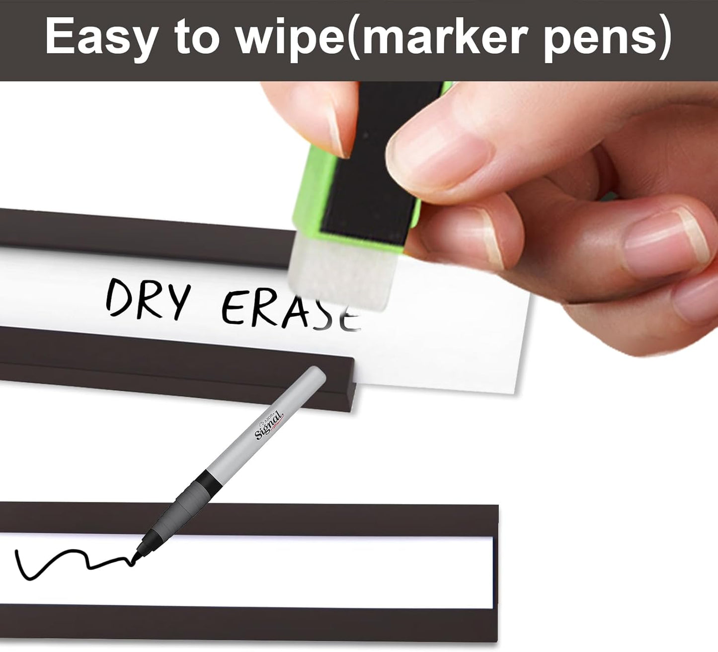 50 Pack Magnetic Label Holders, 'C' Channel Magnets Card Holders with Dry Erase Insert Label Card for Metal Racks and Shelves (0.5" x 2")