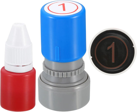PATIKIL Number Stamps Self Inking, Numeral 1 Number Stamp Teacher Stamp Initial Stamp Ink Stamp for Class Notebook Scrapbooking DIY Craft Style 2, Red Ink