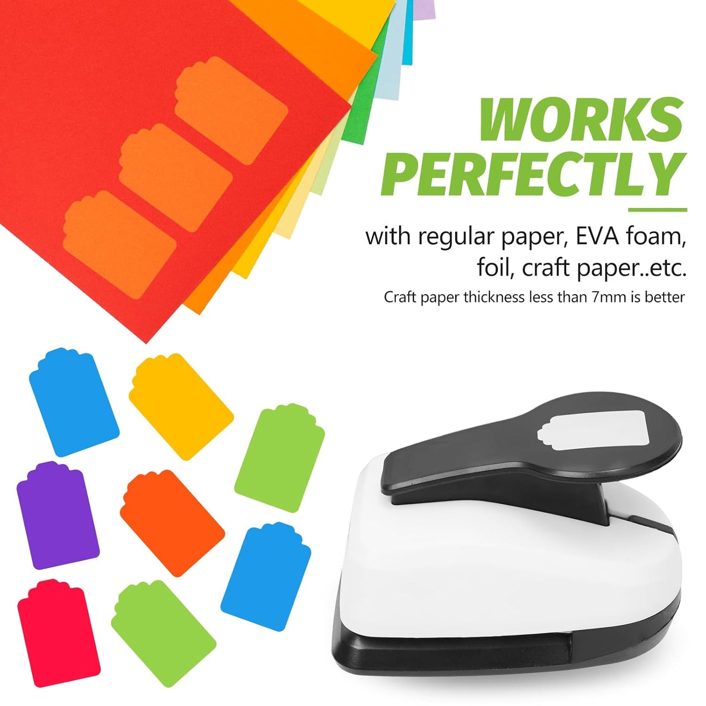 UCEC Paper Craft Tag Punch 2 Inches with 1 Roll Hemp Rope 32ft, Tag Shape Lever Action Craft Puncher for Paper Crafting Scrapbooking Cards Arts for DIY Projects