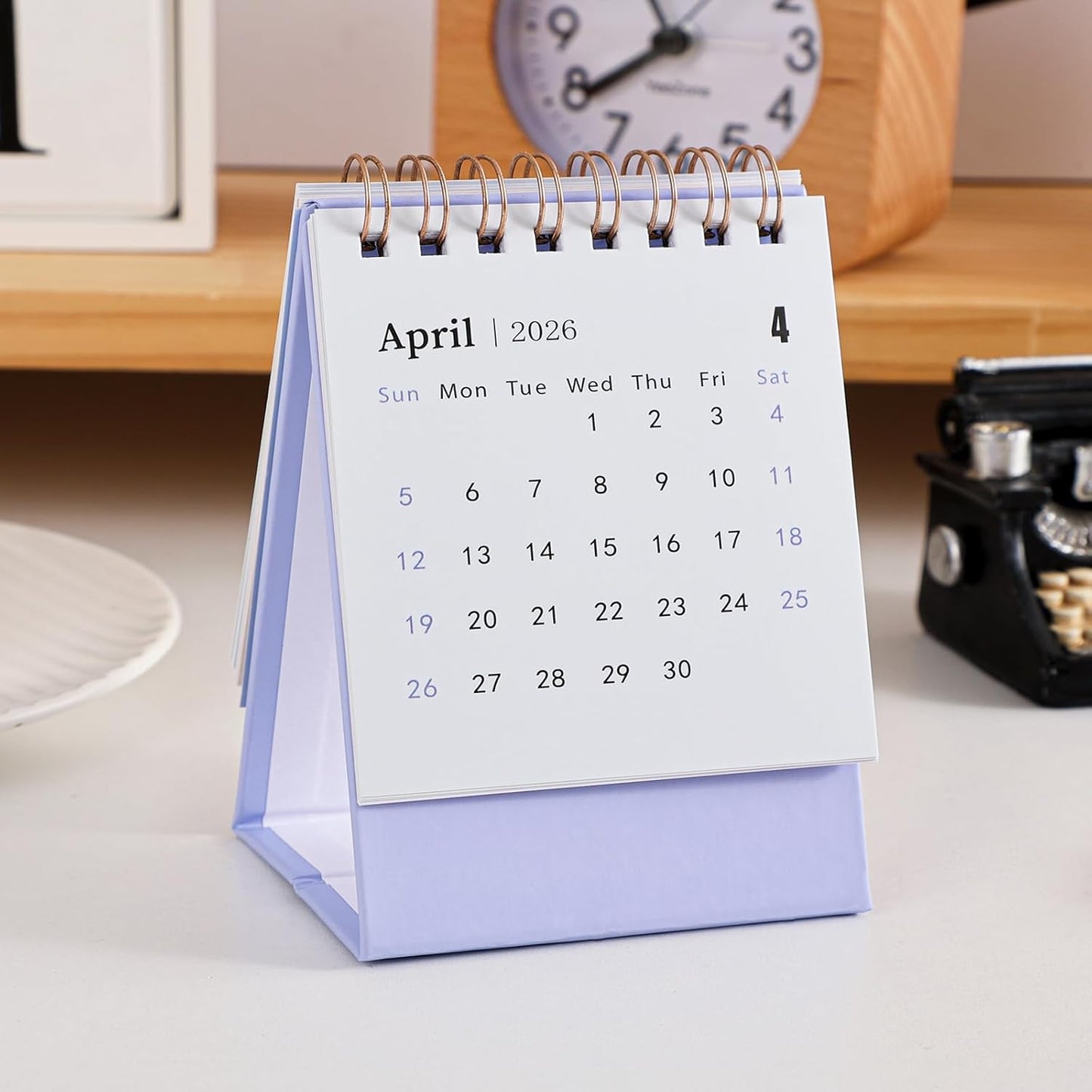 Mini Desk Calendar 2025-2026 - Runs From July 2025 until Dec 2026, 18-Month Small Desktop Calendar 250gsm Thick Paper Twin-Wire Binding for Home or Office (Purple)