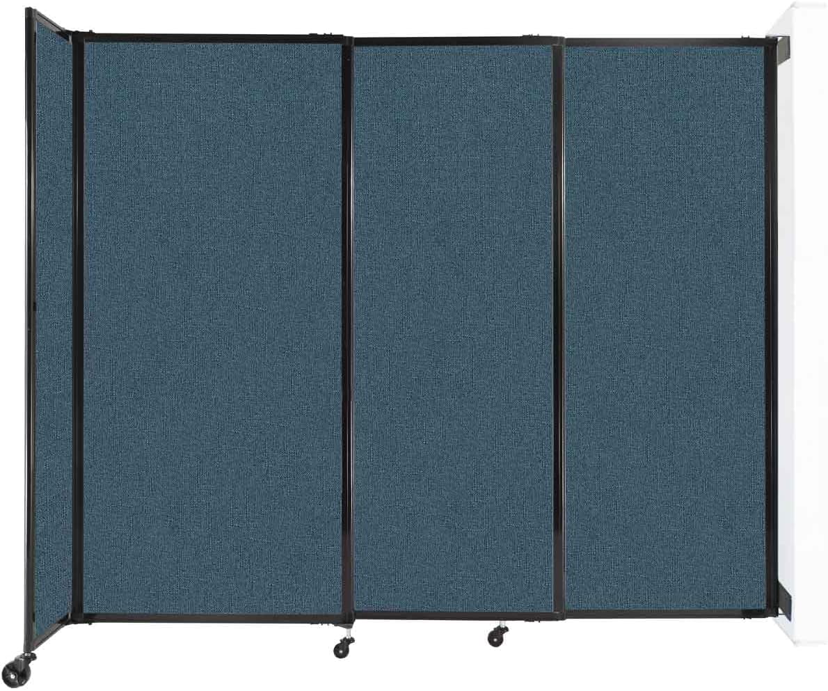 Wall-Mounted Sliding StraightWall Room Divider | Adjustable Widths | Locking Wheels | Room Separator | Up to 7'2" Wide x 6' Tall Caribbean Fabric Panels