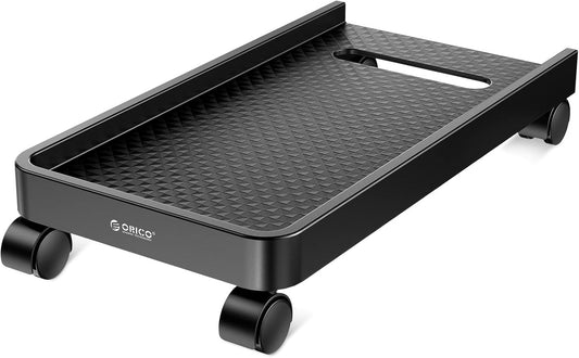 ORICO Mobile CPU Stand with Locking & Swivel Wheels, Universal Under Desk Computer Tower Stand for PC, Multi-Functional CPU Holder for Office & Home (17.9x8.74x0.86 Inches)