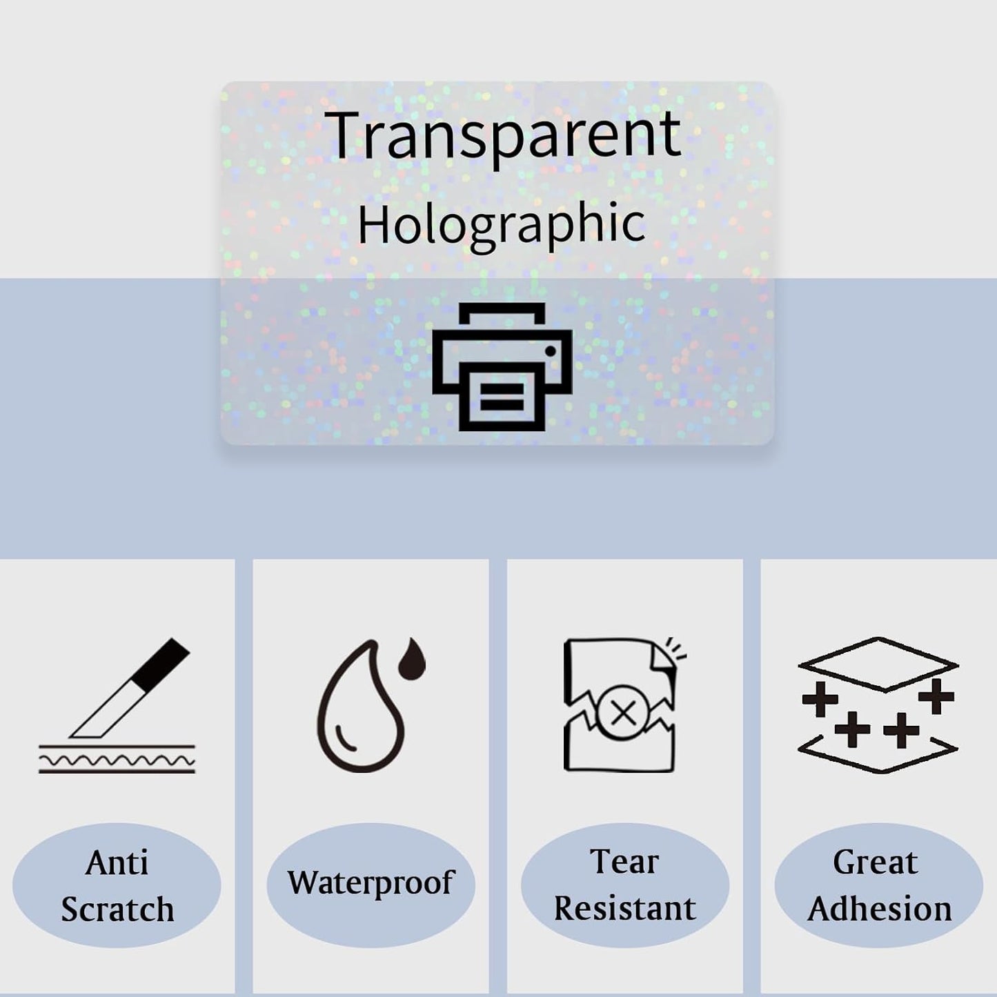 STARLIBOO Transparent Stickers Labels -1" x 2-5/8" Clear Address Labels Mailing Stickers for Laser/Inkjet Printer 8.5"×11"- 20 Sheet (Clear Holographic Dot)