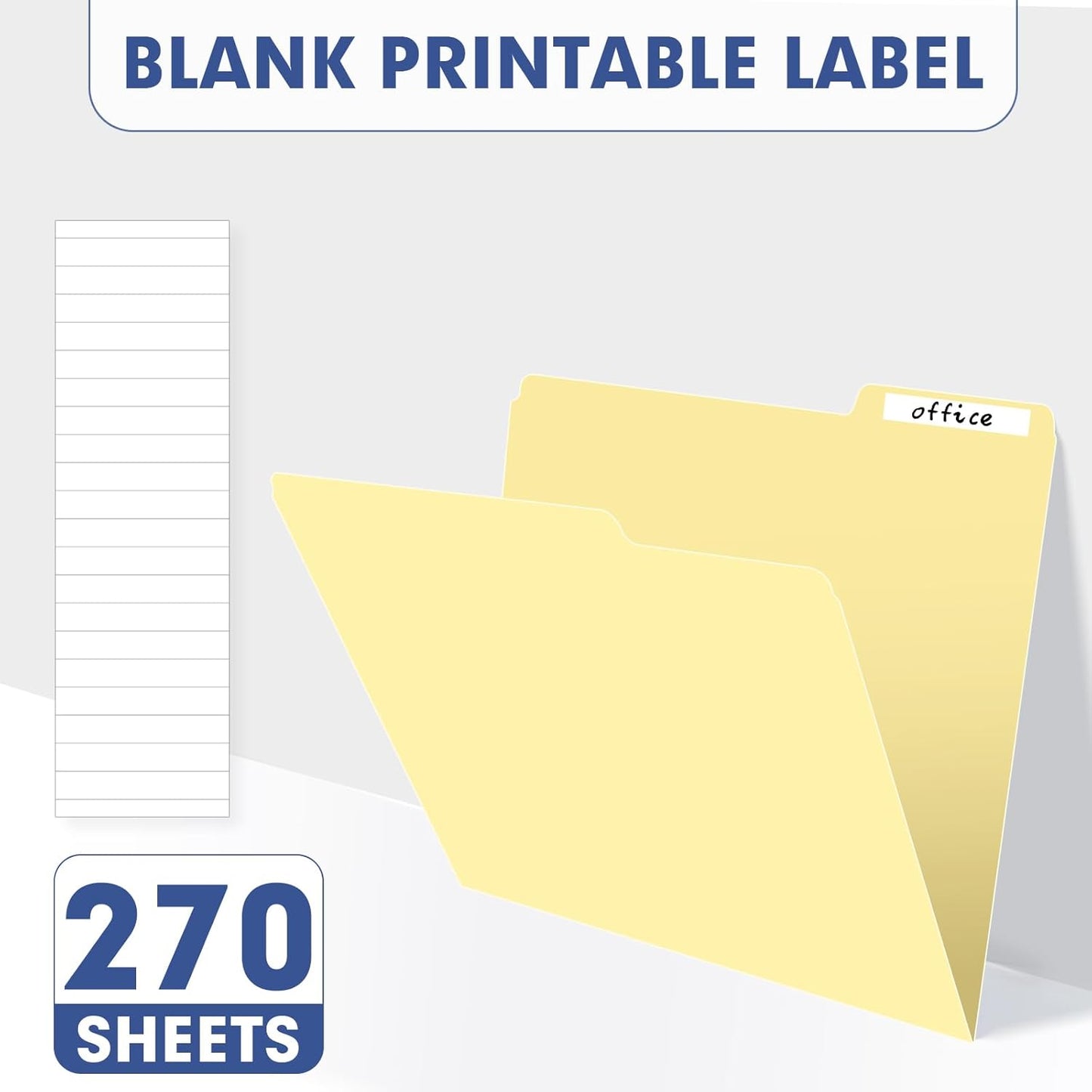 File Folder, PANDRI 270 Pack File Folder, 1/3 Cut Tab, Letter Size, Filing Folder for Office School Business, Manila
