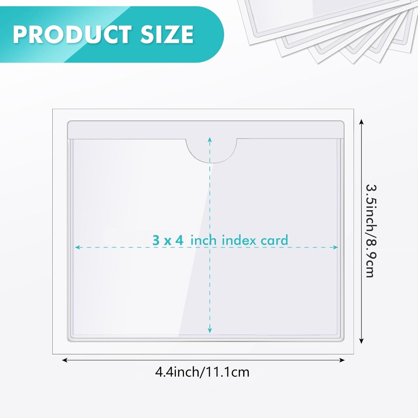 Outus 500 Pack Self Adhesive Index Card Holder Clear Plastic Label Pockets with Top Open for Loading Sticky Business Card Sleeves for Storage Bins Library Organizing Photo Protecting(3.5 x 4.4 Inch)