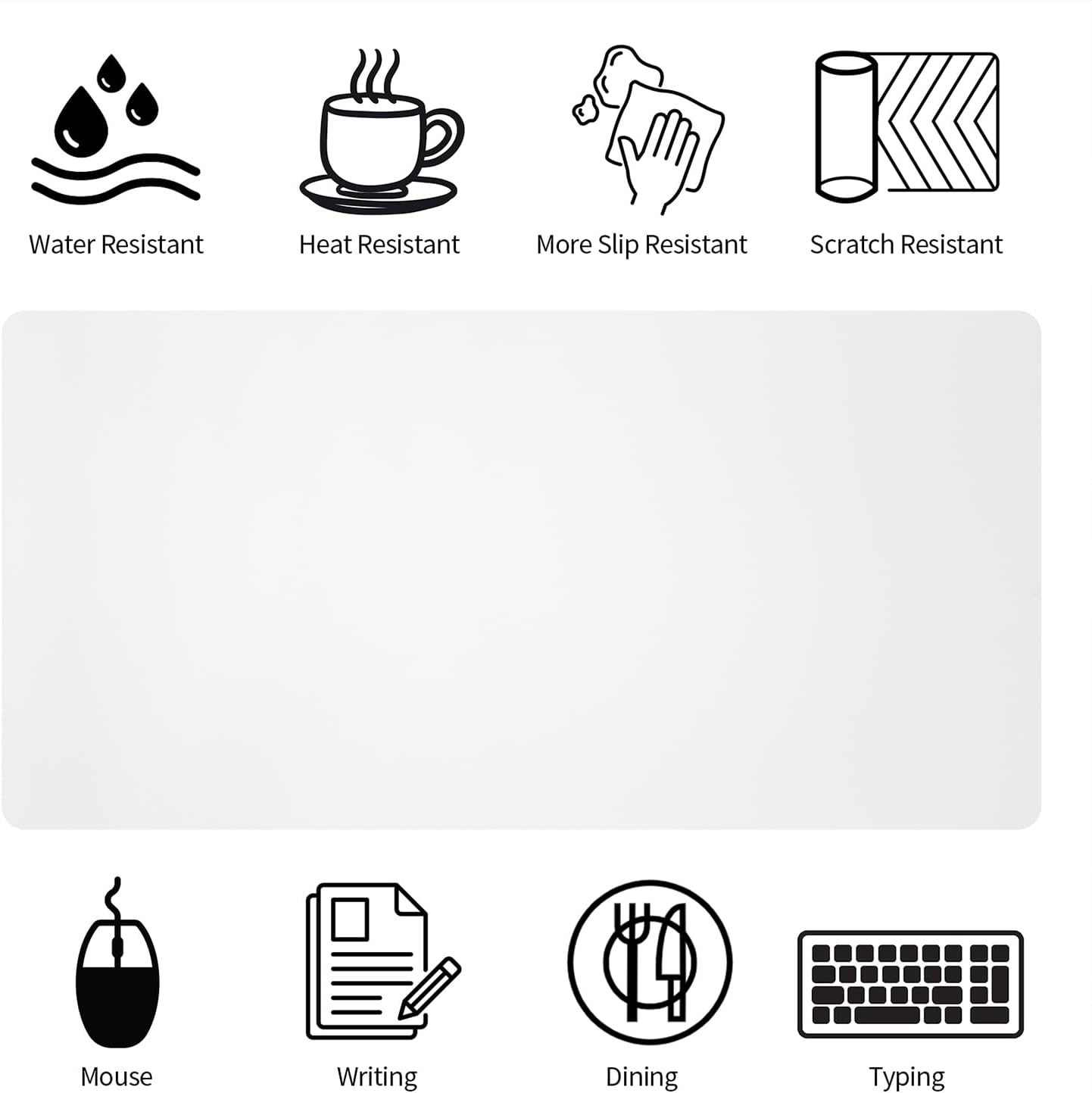 Leather Desk Pad, Large Mouse Pad, Non-Slip Desktop Mat, Leather Desk Blotter, Computer Desk Pad, Waterproof Desk Protector Mat for Home Office and Decor - White (35.4×15.7 Inches)