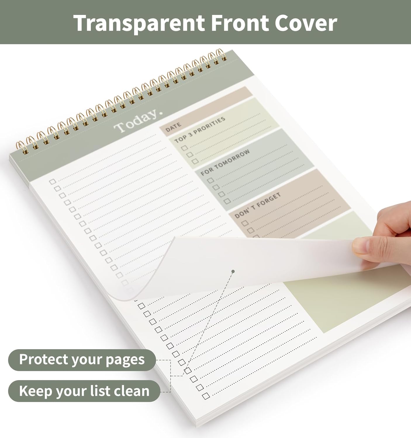 To Do List Notepad, 52 Undated Sheets （8.5"×11"）Duplex-printed Daily Planner For Work Home School Office Desk Accessories Supplies & Goal Setting Tasks -Green