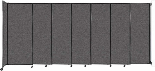 Wall-Mounted Sliding StraightWall Room Divider | Adjustable Widths | Locking Wheels | Room Separator | Up to 15'6" Wide x 6'10" Tall Charcoal Gray Fabric Panels