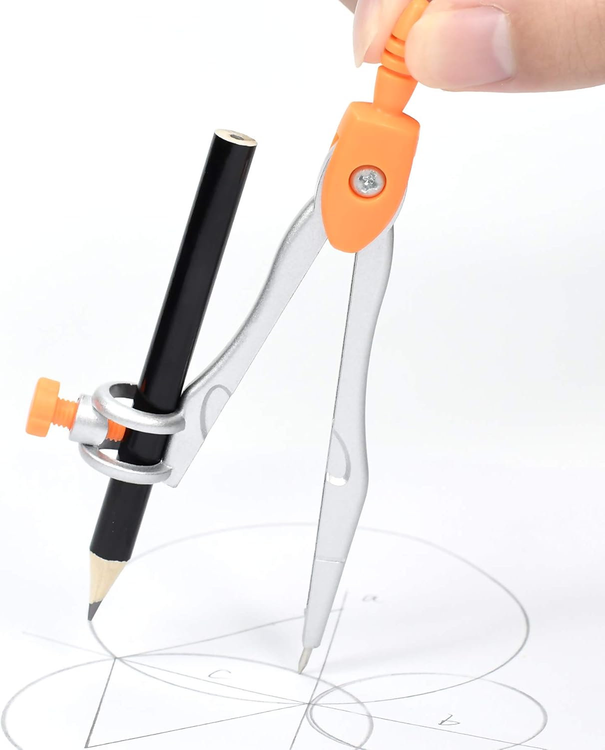 Math Geometry Kit Sets 10 Piece Student Supplies with Shatterproof Storage Box,Includes Rulers,Protractor,Compass,Eraser,Pencil Sharpener,Lead Refills,Pencil,for Drafting and Drawings（Orange）