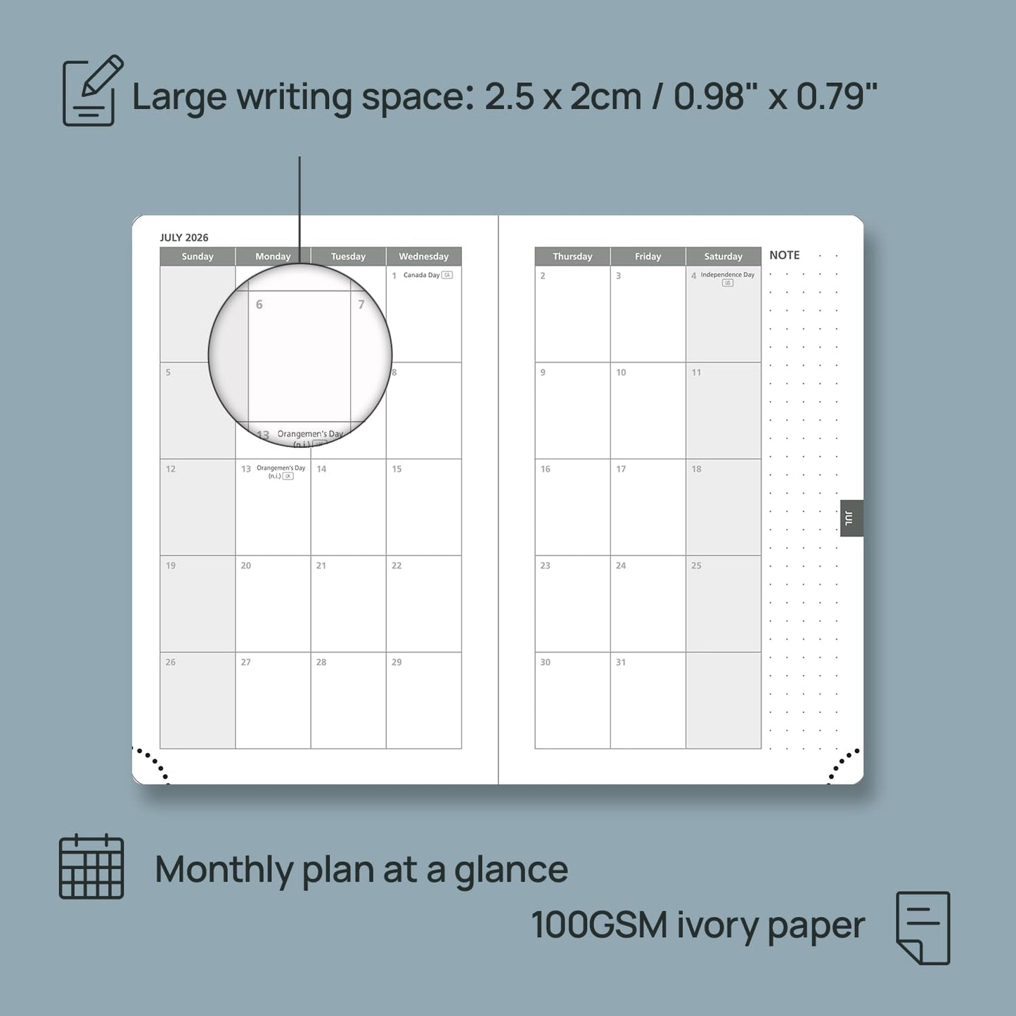 POPRUN Weekly Planner 2026 Pocket Size Calendar (4" x 6.25") 12 Months Notebook with Horizontal Layout, Leather Soft Cover, Inner Pocket, 100GSM Thick Paper, Pen Holder - Petrol Green