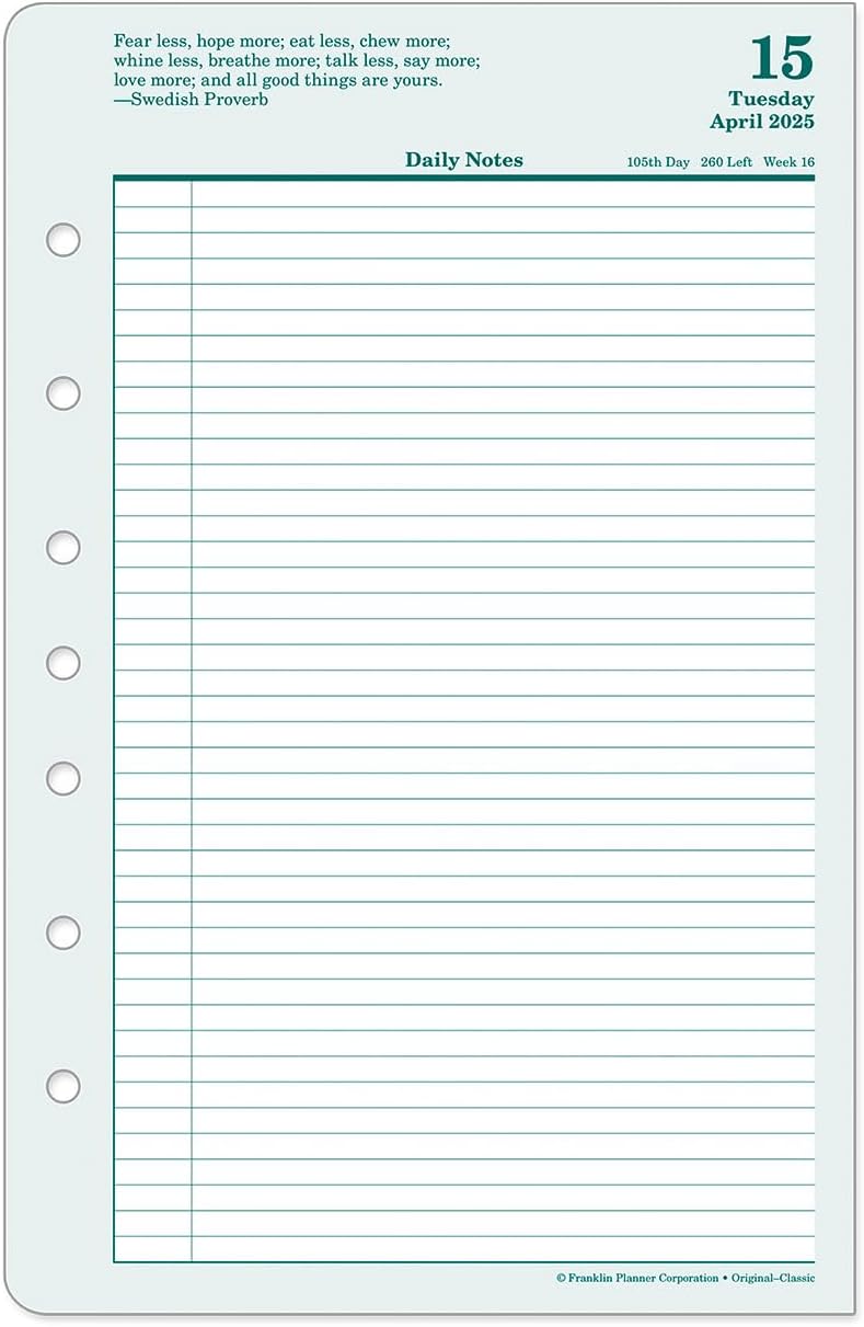 FranklinCovey - Original Two Page Per Day Ring-Bound Planner (Classic, Apr 2025 - Mar 2026)