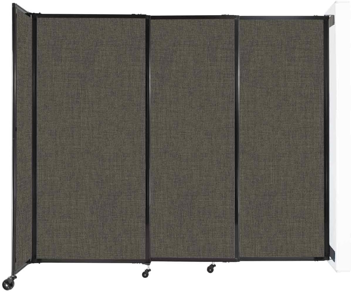 Wall-Mounted Sliding StraightWall Room Divider | Adjustable Widths | Locking Wheels | Room Separator | Up to 7'2" Wide x 6' Tall Mocha Fabric Panels