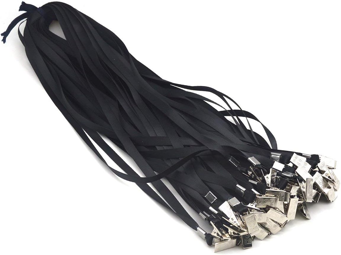 Bird Fiy 50 Pcs Waterproof Type Clear Plastic Horizontal Name Tag Badge Id Card and 50 Pcs Black Nylon Lanyard