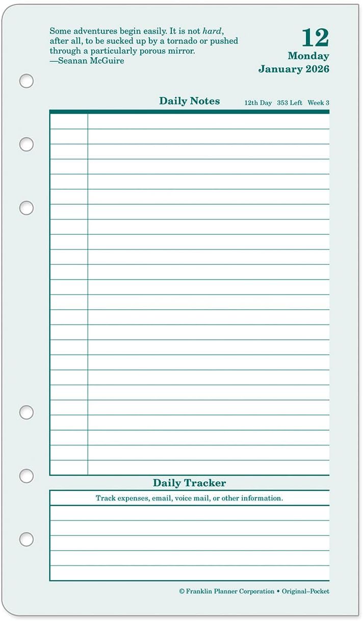FranklinCovey - Original Two Page Per Day Ring-Bound Planner (Pocket, Jan 2026 - Dec 2026)