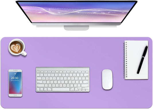 Boutilon Leather Desk Pad Protector,Non-Slip Mouse Pad,Laptop Desk Pad,Office Mouse Mat,Waterproof Leather Desk Blotter,Desk Writing Pad for Office and Home (S-Purple,24"x 14")