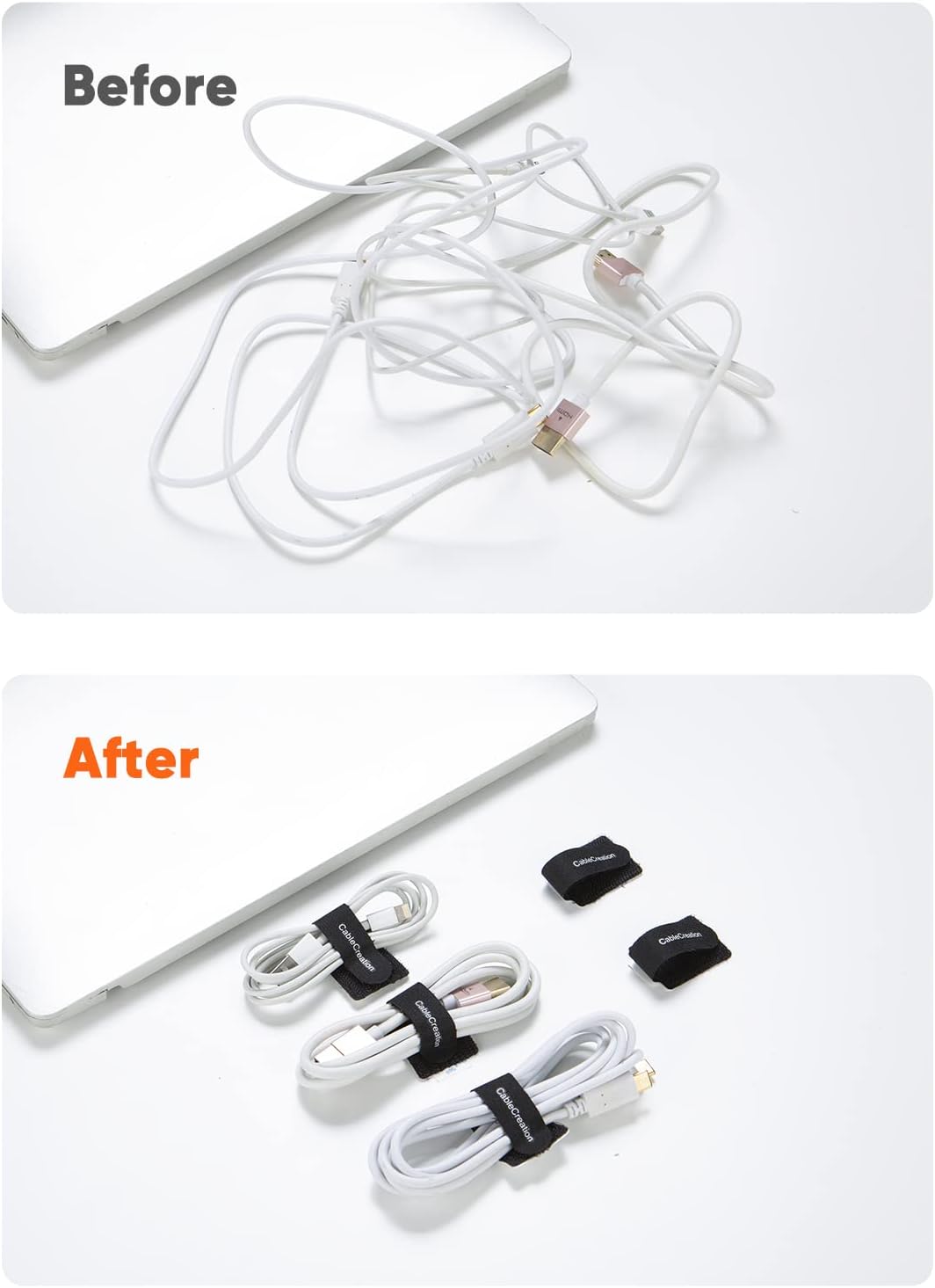 CableCreation Cable Ties, Strong Back-Glue Self Adhesive Cable Straps, Cable Management Straps Hook Loop Cord Organizer Wire Ties for Office/Home/Kitchen/Workshop, Black 5 Pack