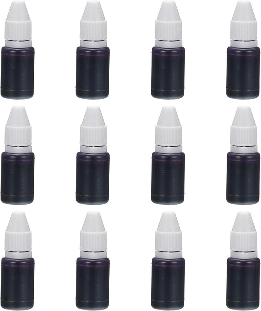 PATIKIL 0.33oz Refill Ink for Stamps and Ink Pads, 12Pcs 10ml Stamp Pad Ink Refill for Office Stamp Self Inking Stamp Date Stamp Scrapbooking, Purple