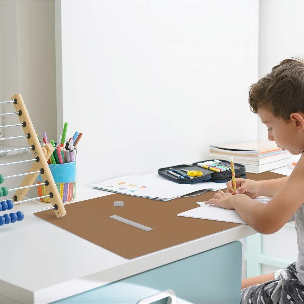 KINGFOM Desk Pad Office Desktop Protecter, PU Leather Desk Mat Blotters Organizer with Comfortable Writing Surface (35.4" x 16.9", Brown)