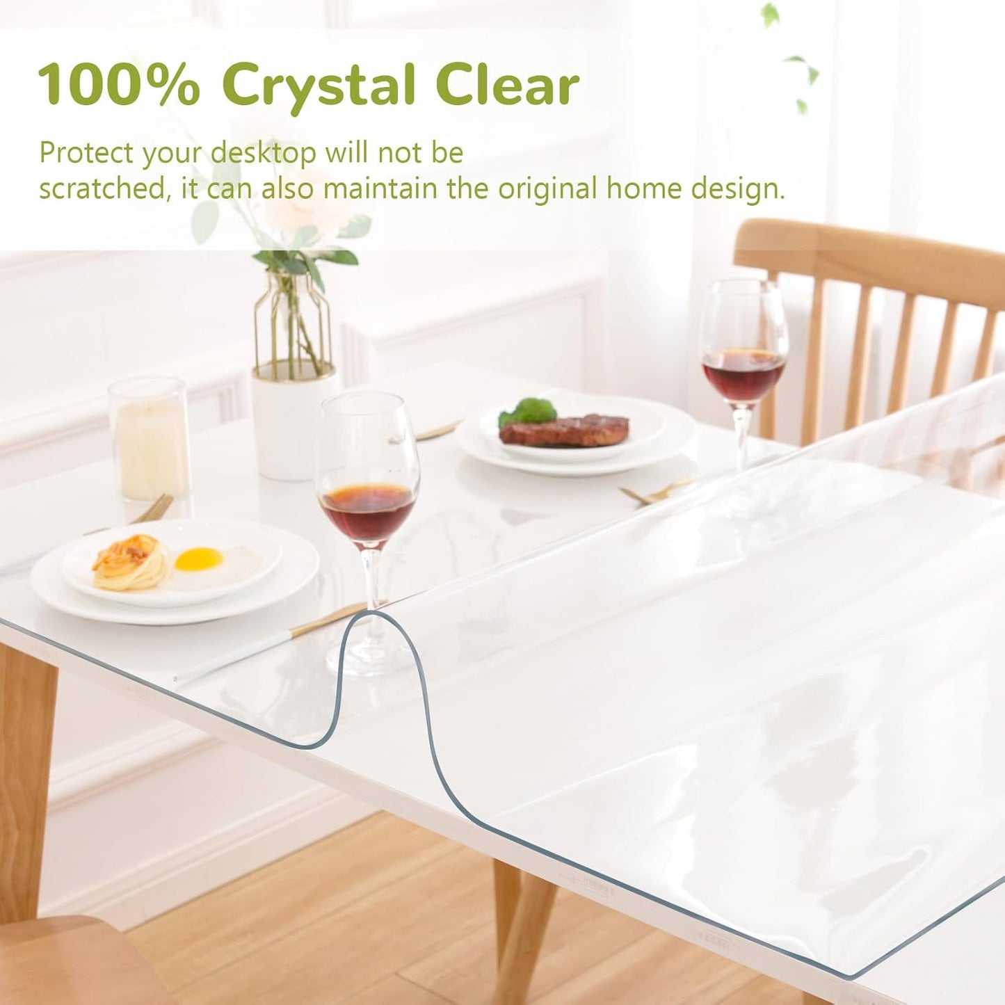 40 x 112 Inch Clear Table Cover Protector, Clear Table Protector for Dining Room Table, 1.5mm Plastic Table Cover, Waterproof Table Pad for Kitchen, Office