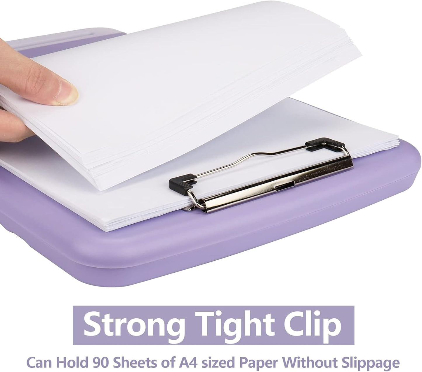 Clipboard with Storage,A4 Nursing Clipboards with Pen Holder,Heavy Duty Storage Clipboard with Low Profile Clip, Clipboards Folder Side-Opening Clip Boards,Smooth Writing Clip Board (Light Purple)