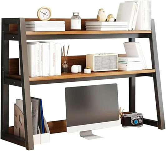 FPIGSHS Desktop Hutch Shelf，2-Tier Computer Desktop Bookcase Desk Organizer Shelf for Top Multipurpose Countertop Display Storage Rack for Home Office Dorm Use (95cm/37.4in)