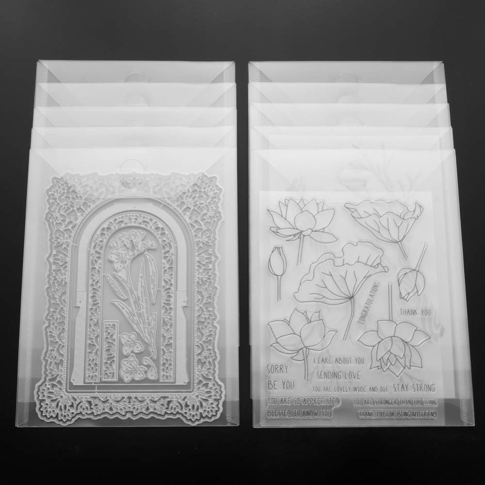 40-Piece Stamp & Die Storage Bags - 4 Sizes, Plastic, Waterproof, Clear, Scrapbooking, Die & Stamp Storage Paper Holder Bags, DIY Card Making