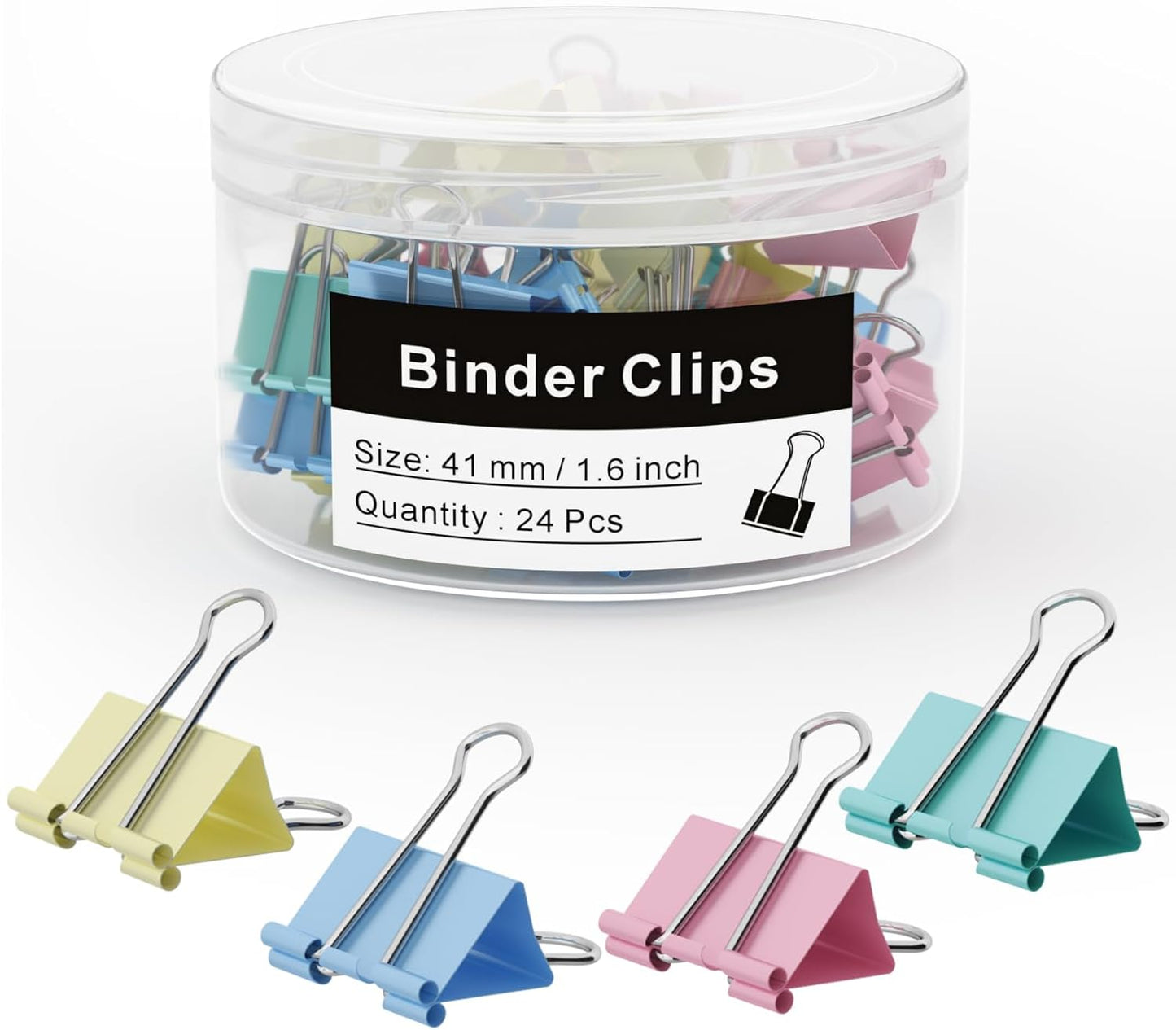Binder Clips 24 PCS,1.6 in. Clips Office Supplies, Metal Clips, Binder Clip, Paper Clamps, Office Clips, Paper Binder Clips FXJHUDH