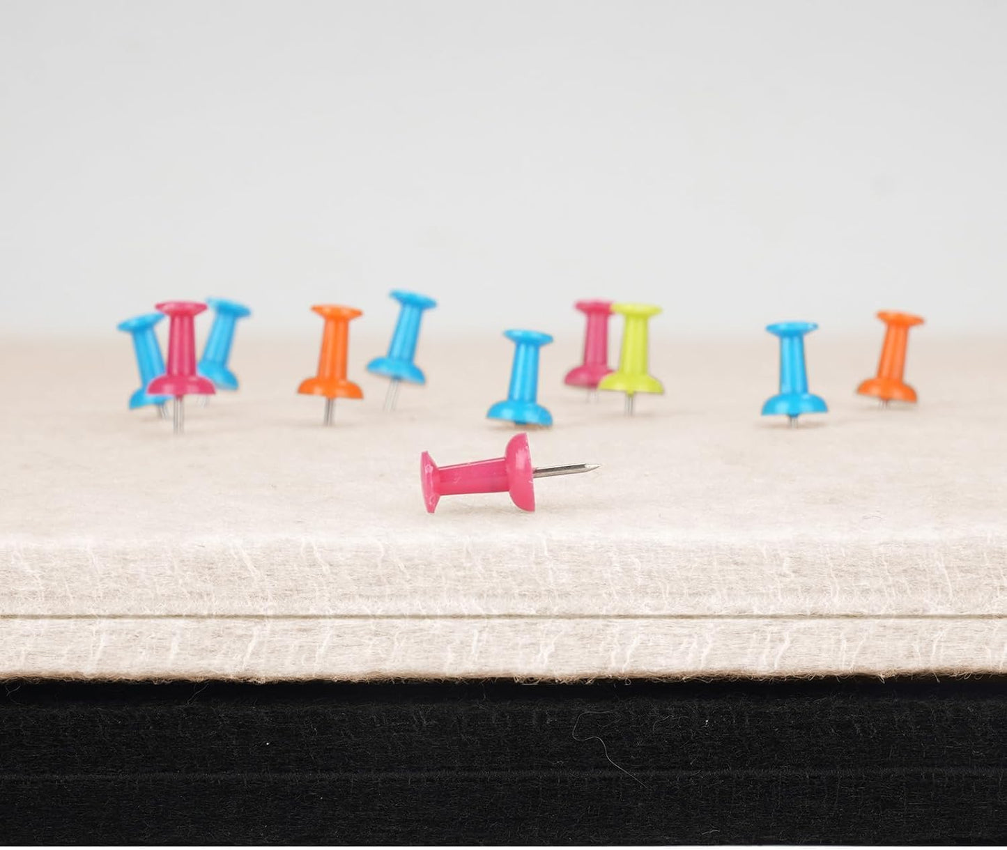 Bulletin Board - 35 x 17.5 inches Decorative Felt Pin Board - Cork Board Alternative for Wall - Foldable Photo Board Self-Adhesive Prayer Board with 20 Pushpins - Oatmeal