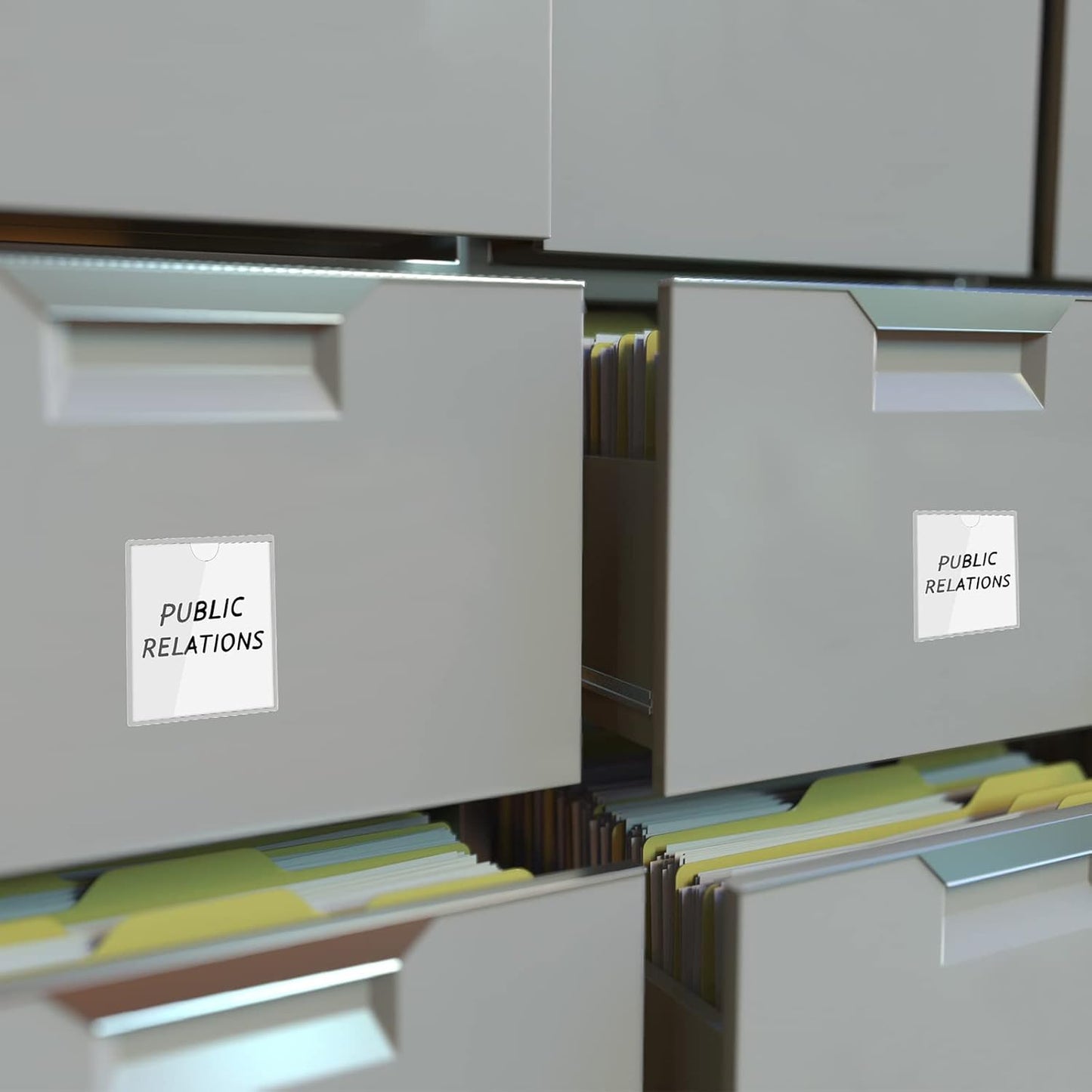 Outus 100 Pcs Clear Self Adhesive Pockets - Bin Labels for Storage Bins, Pocket Label Sleeves, Plastic Index Card Holder with Top Open for Organizing Bins Box Drawer(6 x 6 Inch)