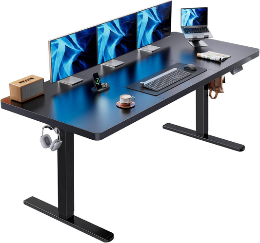 HUANUO 71 x 30 inch Electric Standing Desk, Powerful Brushless Motor Large Height Adjustable Table, 4 Memory Preset Sit Stand Up Desk, Home Office Computer Table with Thick T-Shaped Frame