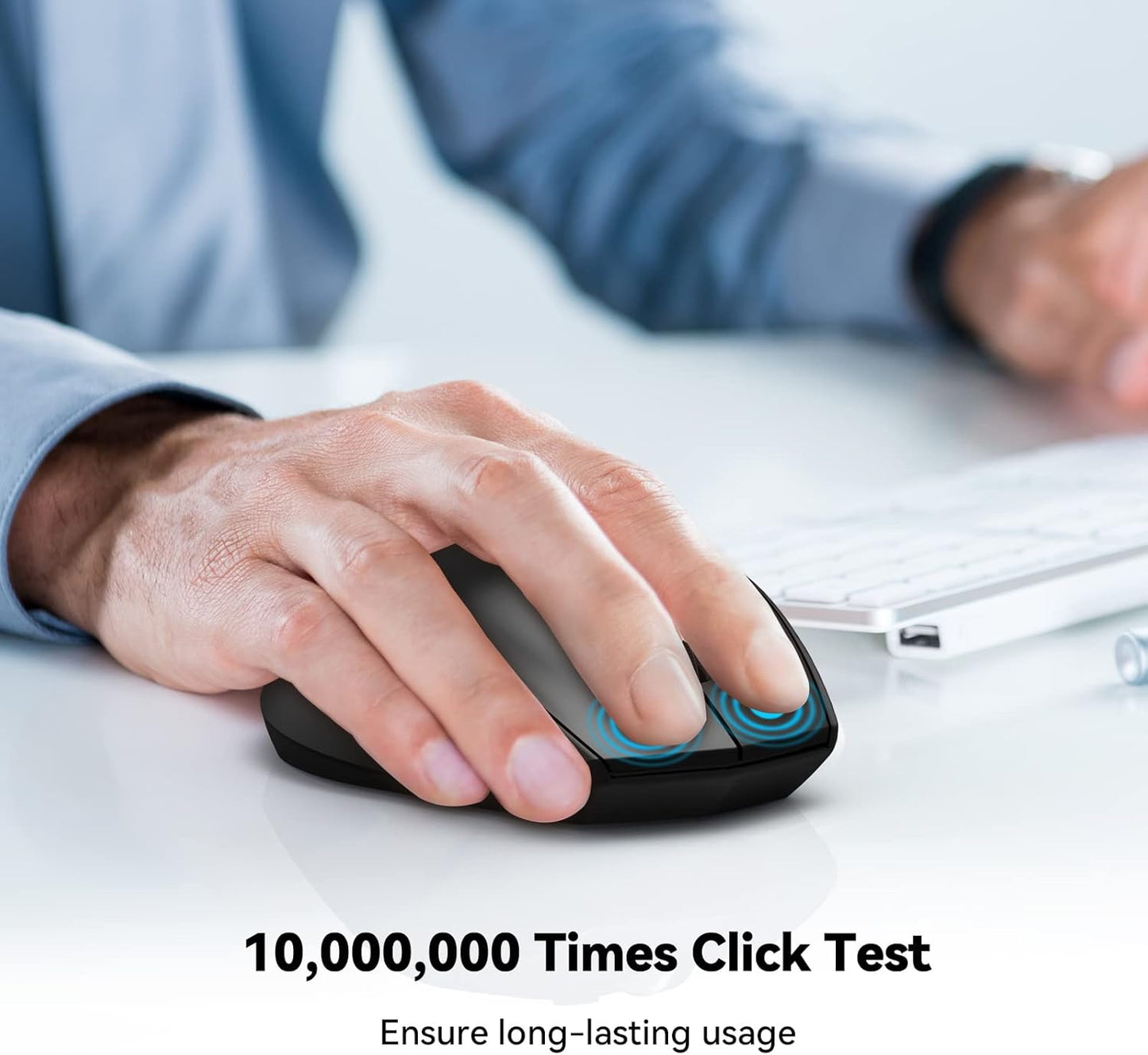 TECKNET Bluetooth Mouse, 4800 DPI Wireless Mouse, 2-Year Battery 6 Adjustable DPI, 6 Buttons Compatible with Laptop/Windows/Computer - Black