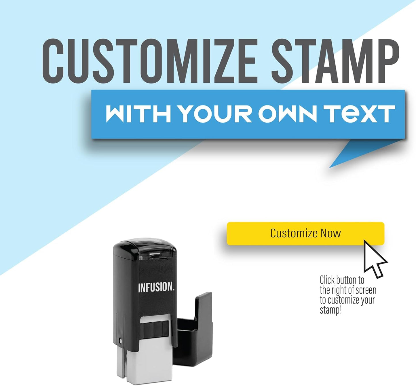 Infusion Self-Inking Custom Rubber Stamp (1/2" x 1/2") - Personalized Stamp for Office, Business, and Home Use - Customizable Text - Choose from 16 Colors