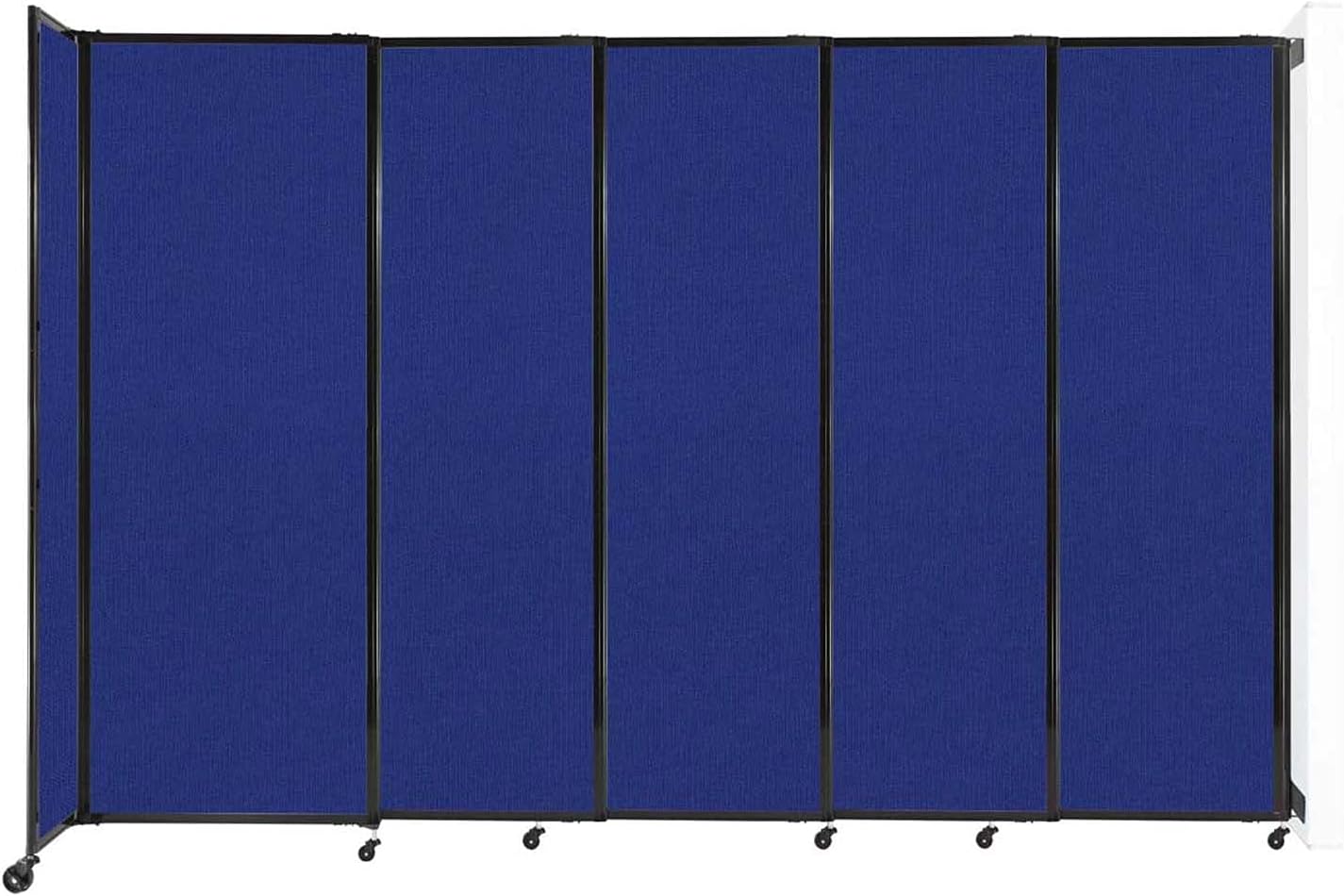 Wall-Mounted Sliding StraightWall Room Divider | Adjustable Widths | Locking Wheels | Room Separator | Up to 11'3" Wide x 7'6" Tall Royal Blue Fabric Panels