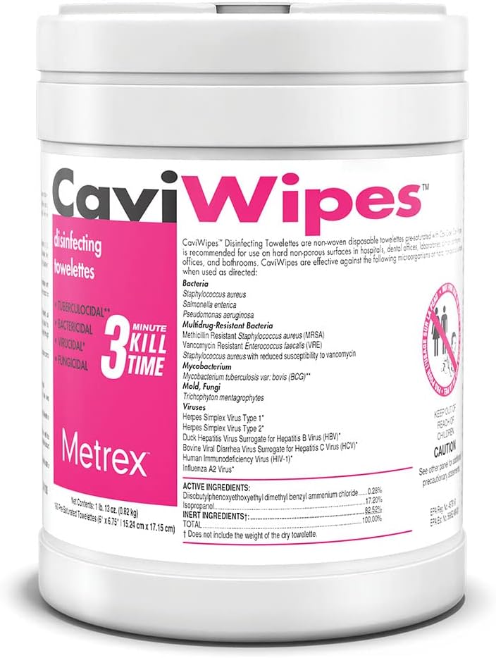 CaviWipes Disinfecting Towelettes Canister Wipes, 160 Count, White