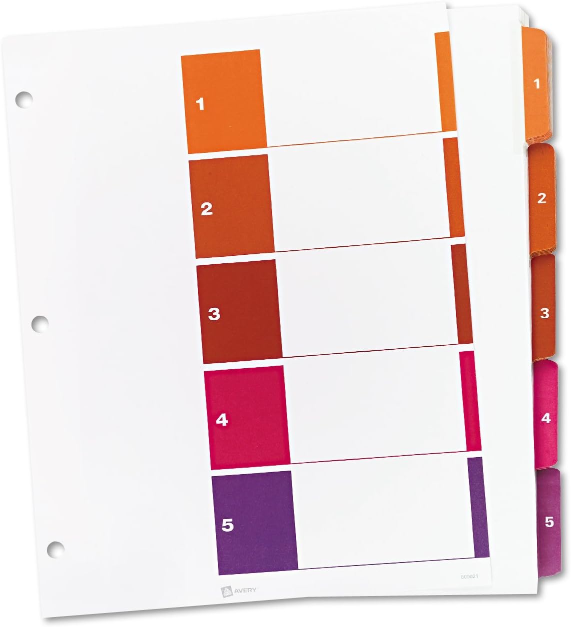 Avery 5 Tab Dividers for 3 Ring Binders, Customizable Table of Contents, Multicolor Tabs, 24 Sets (11167)