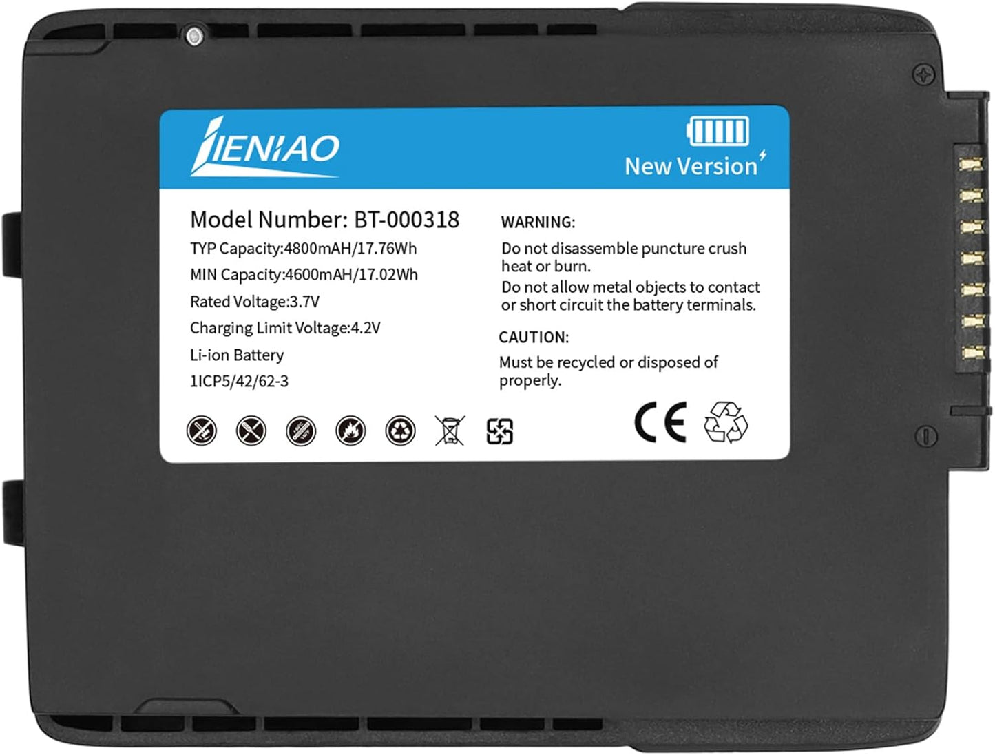 5 Pack for Zebra Scanner Battery TC77 BT-000318 [New Version 4800mAh] for Zebra TC77 Battery TC70 TC70x TC72 TC75 TC75x TC700H TC700K TC77HL TC720L Barcode Scanner BT-000318-01 (5)