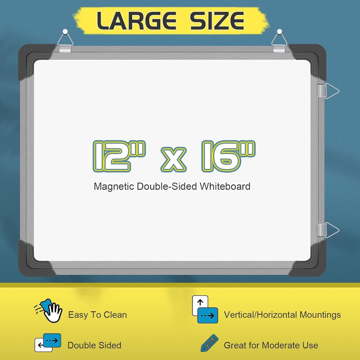 2 Pcs Dry Erase Calendar Whiteboard for Wall, Polegas 16" X 12" Magnetic White Board Board, Small Wall Monthly Double Sided Boards Student, Home, Office (White)