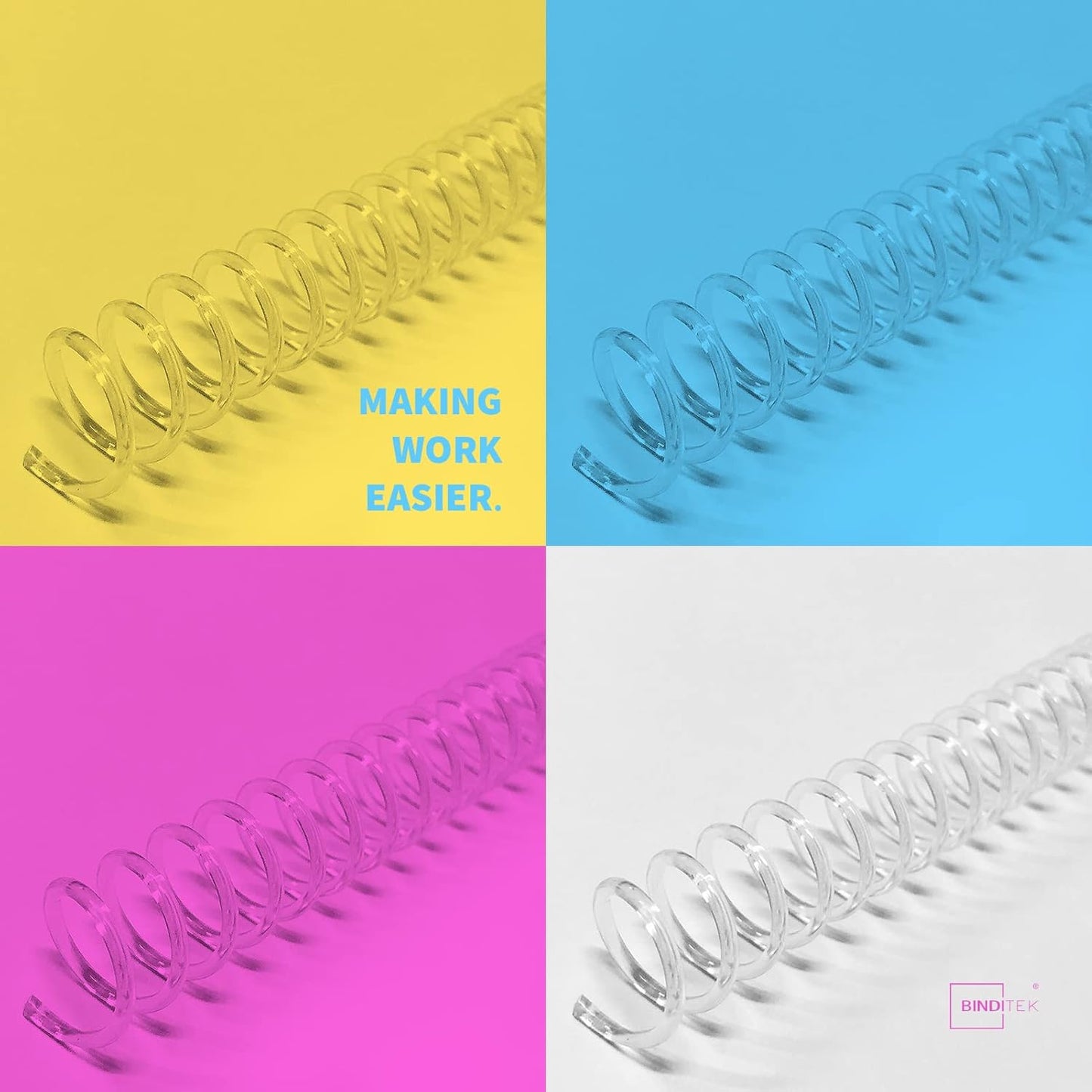 Binditek 50 Pack Plastic Spiral Binding Coils, 6mm(1/4"), 30 Sheet Capacity, 4:1 Pitch, Clear, 48Loops, for Letter Size, for Students and Coworkers