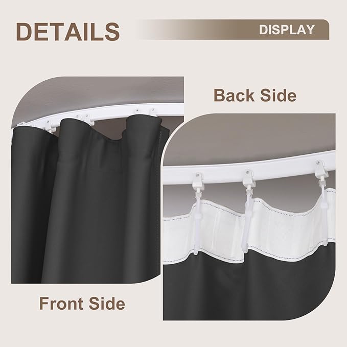 Room Divider Curtains & Flexible Bendable Tracks Set,Privacy Dividers Ceiling Track Curtain Window Blackout Curtains for Living Room Bedroom (W100 × H84 in 1 Panel Black Drape & White Rail)