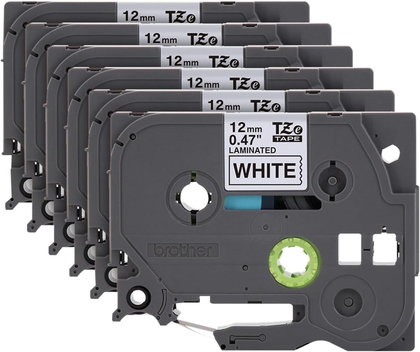 Brother Genuine P-Touch, TZe-231 6 Pack Tape ½” (0.47”) x 26.2 ft. (8m) 6-Pack Laminated P-Touch Tape, Black on White, Perfect for Indoor or Outdoor Use, Water Resistant, TZE2316PKB (TZE231)