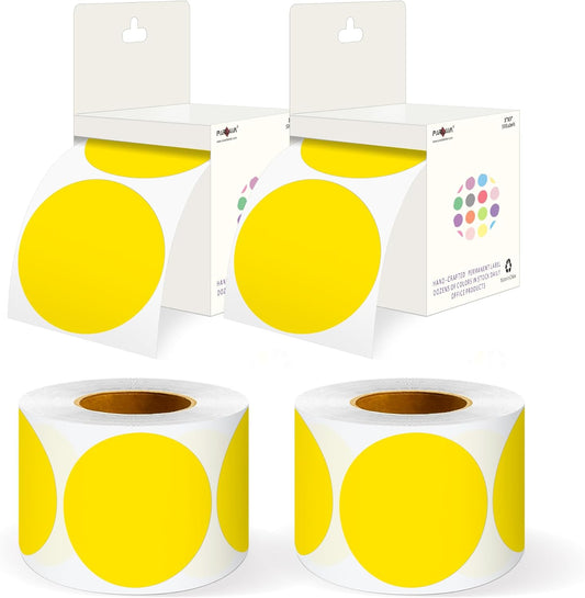 PARLAIM 3" Diameter Round Yellow Color Coding Sticker, 4 Rolls 2000PCS Circle Dot Label,Permanent for Inventory Box Labeling
