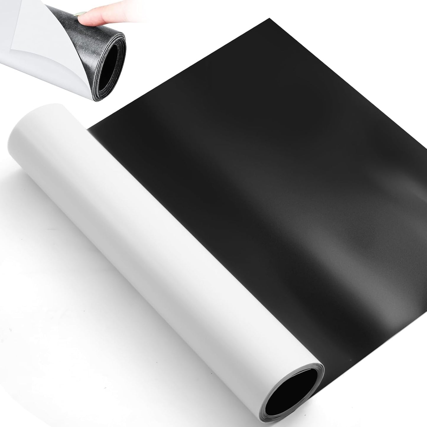 12 Inch x 5ft x 30mil Extra Large Adhesive Magnetic Sheet Roll Not Printable Adhesive Backing Cut and Customize Flexible Sheet Blank White Surface Magnetic Sign for Craft Photo Craft, Glossy
