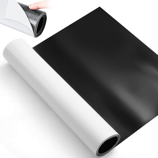 12 Inch x 5ft x 30mil Extra Large Adhesive Magnetic Sheet Roll Not Printable Adhesive Backing Cut and Customize Flexible Sheet Blank White Surface Magnetic Sign for Craft Photo Craft, Glossy